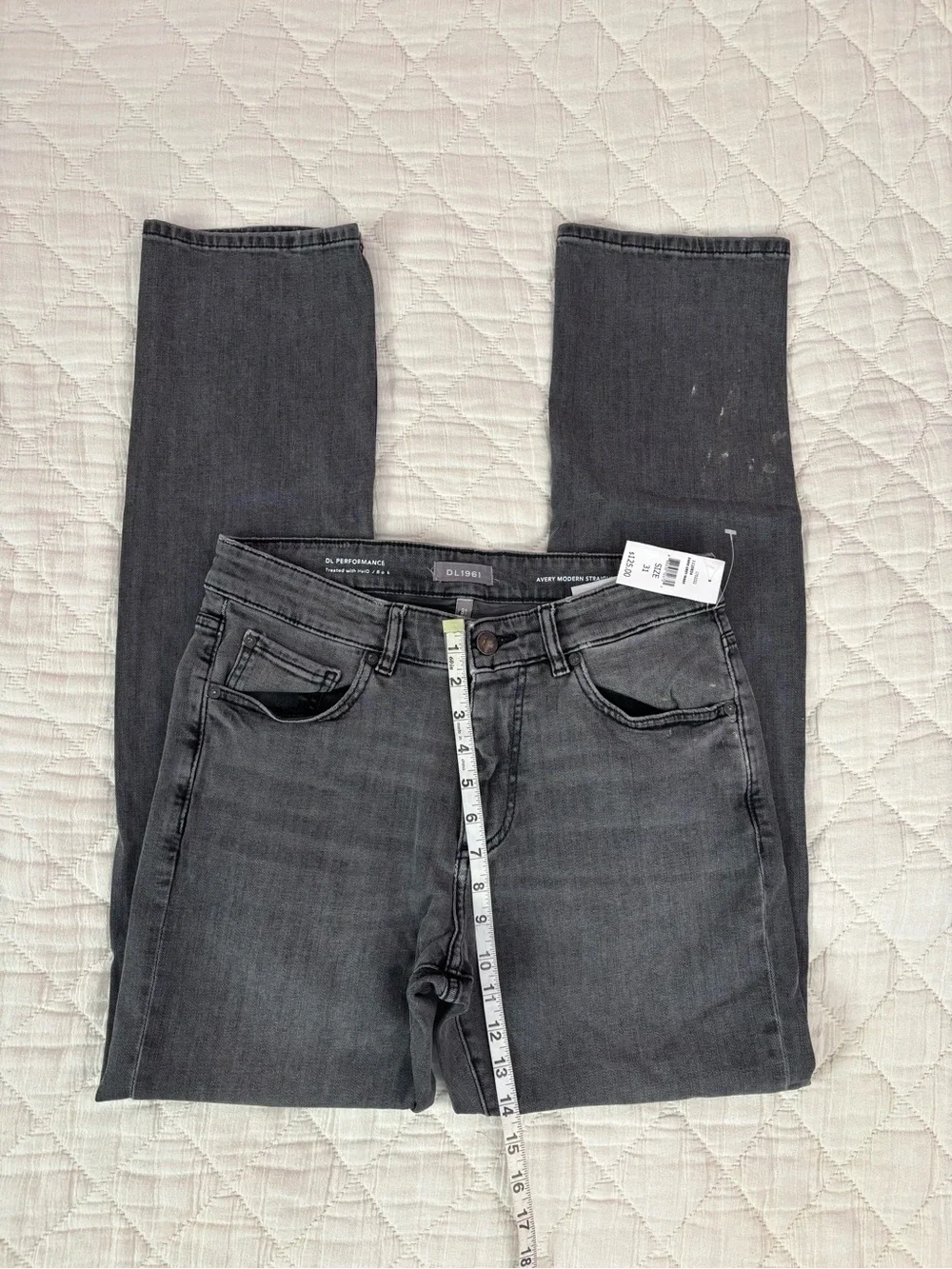 NWT DL1961 Men Avery Modern Straight Leg Jeans In Dark Grey Wash Sz 31x34